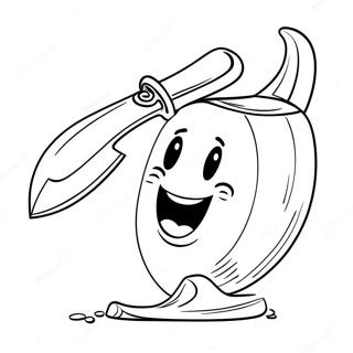 Coltello da Cartone con Faccia Sorridente Pagina da Colorare | pagina da colorare Coltello
