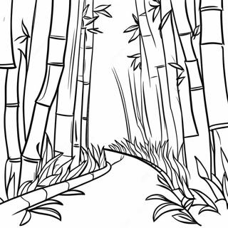 Pagina da colorare della foresta di bambù | pagina da colorare Bambù