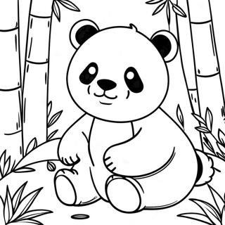 Pagina da colorare di un panda carino tra il bambù | pagina da colorare Bambù