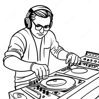 Pagina da colorare del DJ che mixa musica | pagina da colorare DJ