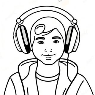Pagina da colorare del DJ cool con cuffie | pagina da colorare DJ