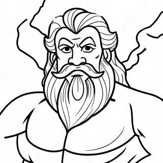 Pagina da Colorare di Zeus Potente con Fulmine | pagina da colorare Zeus