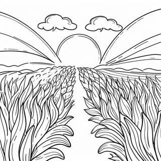 Pagina da Colorare di Campo di Grano Dorato | pagina da colorare Grano