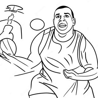 Pagina da Colorare di Magic Johnson con il Pallone da Basket | pagina da colorare Magic Johnson