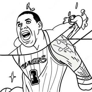 Pagina da Colorare di Magic Johnson in Azione | pagina da colorare Magic Johnson