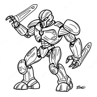 Pagina da Colorare Eroe Bionicle in Azione | pagina da colorare Bionicle
