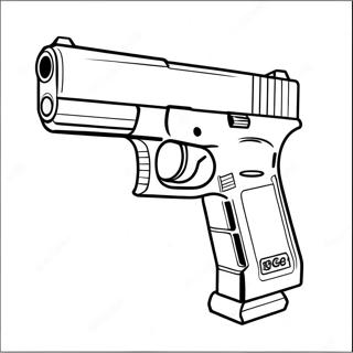 Pagina da Colorare di Glock con Silenziatore | pagina da colorare Glock