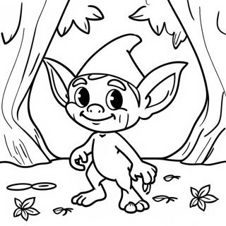 Goblin Malizioso nella Foresta da Colorare | pagina da colorare Goblin