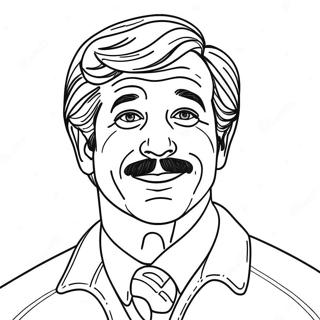 Pagina da Colorare Ted Lasso con un Sorriso Fantasioso | pagina da colorare Ted Lasso