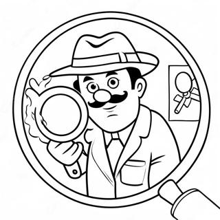 Pagina da Colorare Detective Divertente con Lente d'Ingrandimento | pagina da colorare Detective