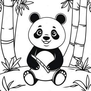 Carino Panda in una Foresta di Bambù Pagina da Colorare | pagina da colorare Cina