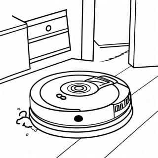 Pagina da Colorare del Roomba che Pulisce il Pavimento | pagina da colorare Roomba