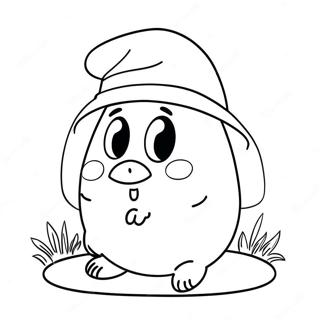 Pagina da Colorare di un Carino Pou con un Cappello | pagina da colorare Pou