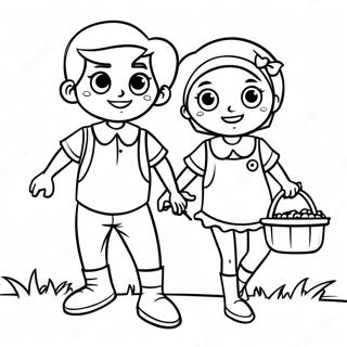 Pagina da Colorare di Jack e Jill che Portano un Secchio | pagina da colorare Jack e Jill