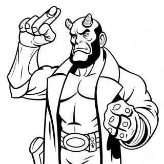 Hellboy con la Mano Destra della Condanna da Colorare | pagina da colorare Hellboy