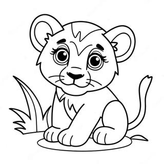 Pagina da colorare di un adorabile cucciolo di leone | pagina da colorare Cucciolo