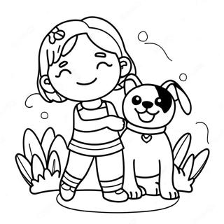 Ragazza con Cane Pagine da Colorare