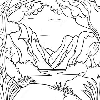 Pagina da Colorare di Paesaggio Fantastico Mythographic | pagina da colorare Mitografico