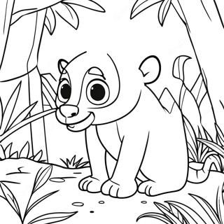 Pagina da colorare di avventura nella giungla del Madagascar | pagina da colorare Madagascar