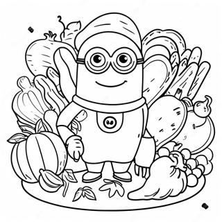 Pagina da Colorare Festa del Ringraziamento dei Minion | pagina da colorare Minion Ringraziamento