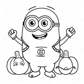Pagina da Colorare Minion Felice con la Zucca | pagina da colorare Minion Ringraziamento