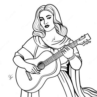 Pagina da Colorare Madonna con Chitarra | pagina da colorare Madonna