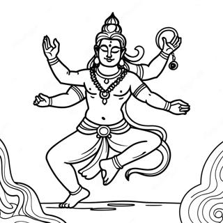 Pagina da colorare di Shiva danzante | pagina da colorare Shiva