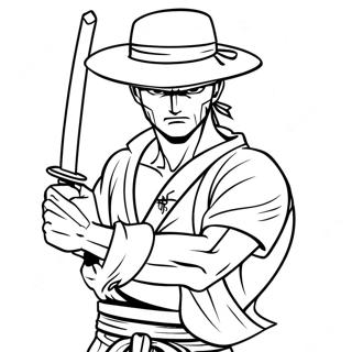 Pagina da Colorare di Zoro con la Sua Spada | pagina da colorare Zoro