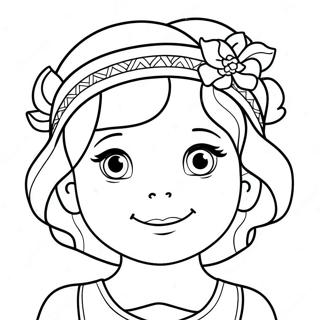 Pagina da Colorare di una Carina Emily con una Corona di Fiori | pagina da colorare Emily