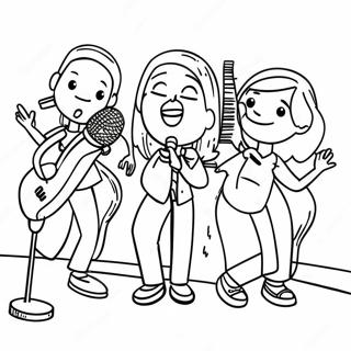 Pagina da Colorare di Cantanti Colorati in Concerto | pagina da colorare Cantare