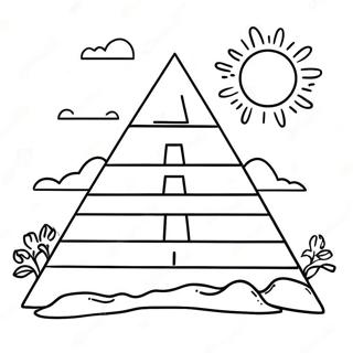 Pagina da Colorare della Piramide Colorata con Sole | pagina da colorare Piramide