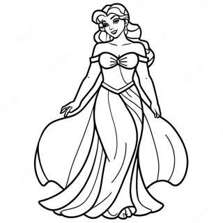 Pagina da Colorare di Megara in Abito Elegante | pagina da colorare Megara