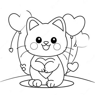 Gatto di San Valentino Pagine da Colorare