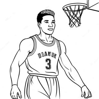 Pagina da Colorare di un Giocatore di Basket in Slam Dunk | pagina da colorare Slam Dunk