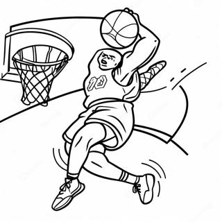 Pagina da Colorare di un'azione di Slam Dunk Emozionante | pagina da colorare Slam Dunk