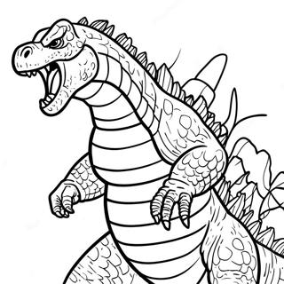 Pagina da Colorare di Godzilla 2000 che Ruggisce | pagina da colorare Godzilla 2000