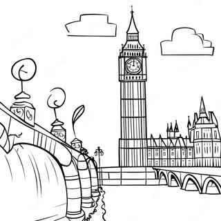 Pagina da Colorare di Big Ben al Tramonto | pagina da colorare Big Ben