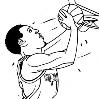 Giocatore di basket degli Spurs che schiaccia da colorare | pagina da colorare Spurs