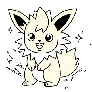 Pagina da Colorare di un Carino Jolteon con Elettricità Scintillante | pagina da colorare Jolteon