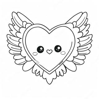 Pagina da colorare di un cuore carino con ali | pagina da colorare Cuore con Ali