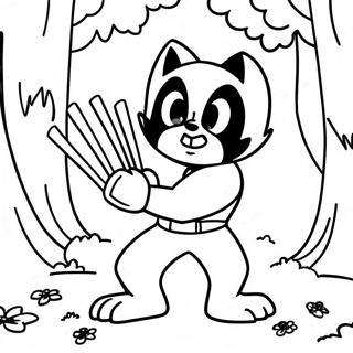 Pagina da colorare di un Wolverine carino in una foresta | pagina da colorare Animale Wolverine