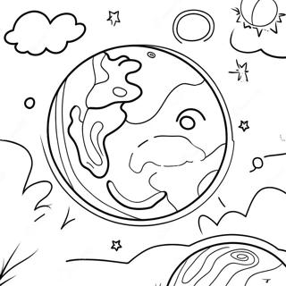 Pagina da Colorare di un Pianeta Colorato | pagina da colorare Cosmo