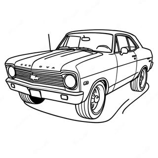 Pagina da Colorare della Chevy Nova Auto Classica | pagina da colorare Chevy Nova