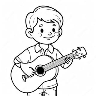 Pagina da Colorare del Ragazzo con Ukelele | pagina da colorare RagazzoConUke