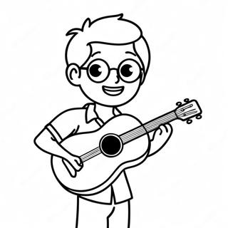 Ragazzo Cool con Uke Pagina da Colorare | pagina da colorare RagazzoConUke