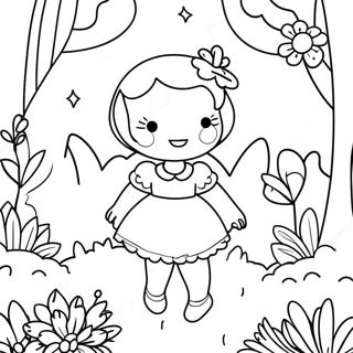 Pagina da Colorare del Giardino Fairycore Fantasioso | pagina da colorare Fairycore
