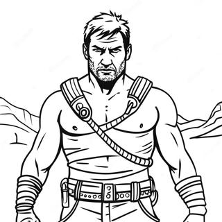Pagina da Colorare del Fierce Mad Max Warrior | pagina da colorare Mad Max