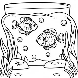 Pagina da Colorare della Scena Sottomarina dell'Acquario | pagina da colorare Acquario
