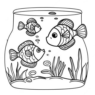 Pagina da Colorare dei Pesci Colorati che Nuotano in un Acquario | pagina da colorare Acquario