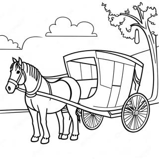Pagina da Colorare di un Cavallo e Carro Amish | pagina da colorare Amish